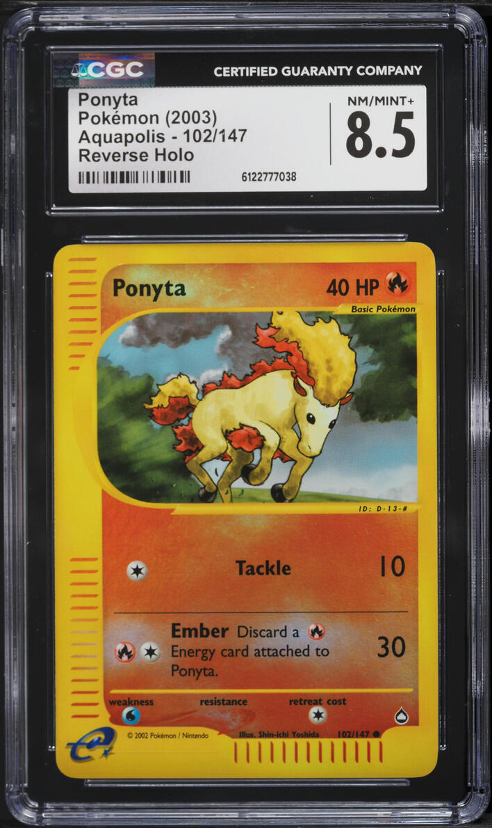 2003 Pokemon Aquapolis Reverse Holo Ponyta #102 CGC 8.5 NM-MT+