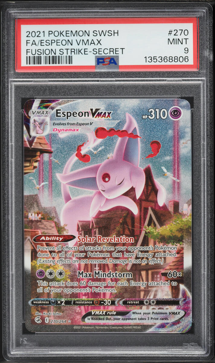 2021 Pokemon Sword & Shield Fusion Strike Full Art Espeon VMAX #270 PSA 9 MINT