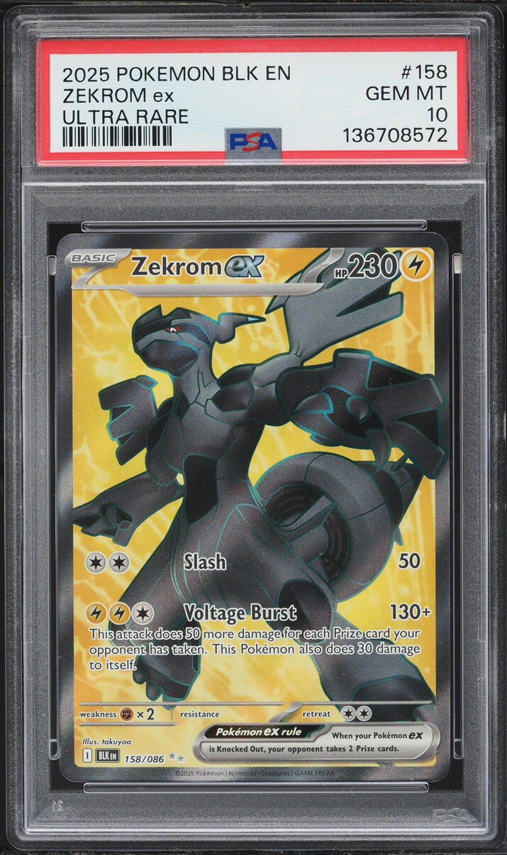 2025 Pokemon Scarlet & Violet Black Bolt Full Art Zekrom ex #158 PSA 10 GEM MINT