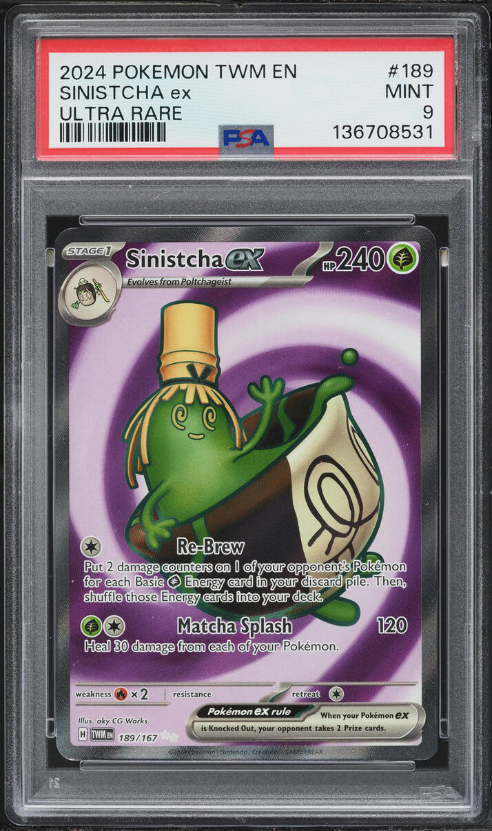 2024 Pokemon Scarlet & Violet Twilight Masquerade Full Art Sinistcha ex #189 PSA 9 MINT