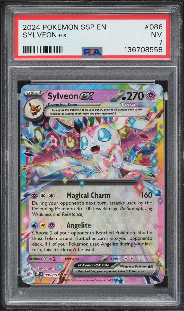 2024 Pokemon Scarlet & Violet Surging Sparks Holo Sylveon ex #86 PSA 7 NRMT