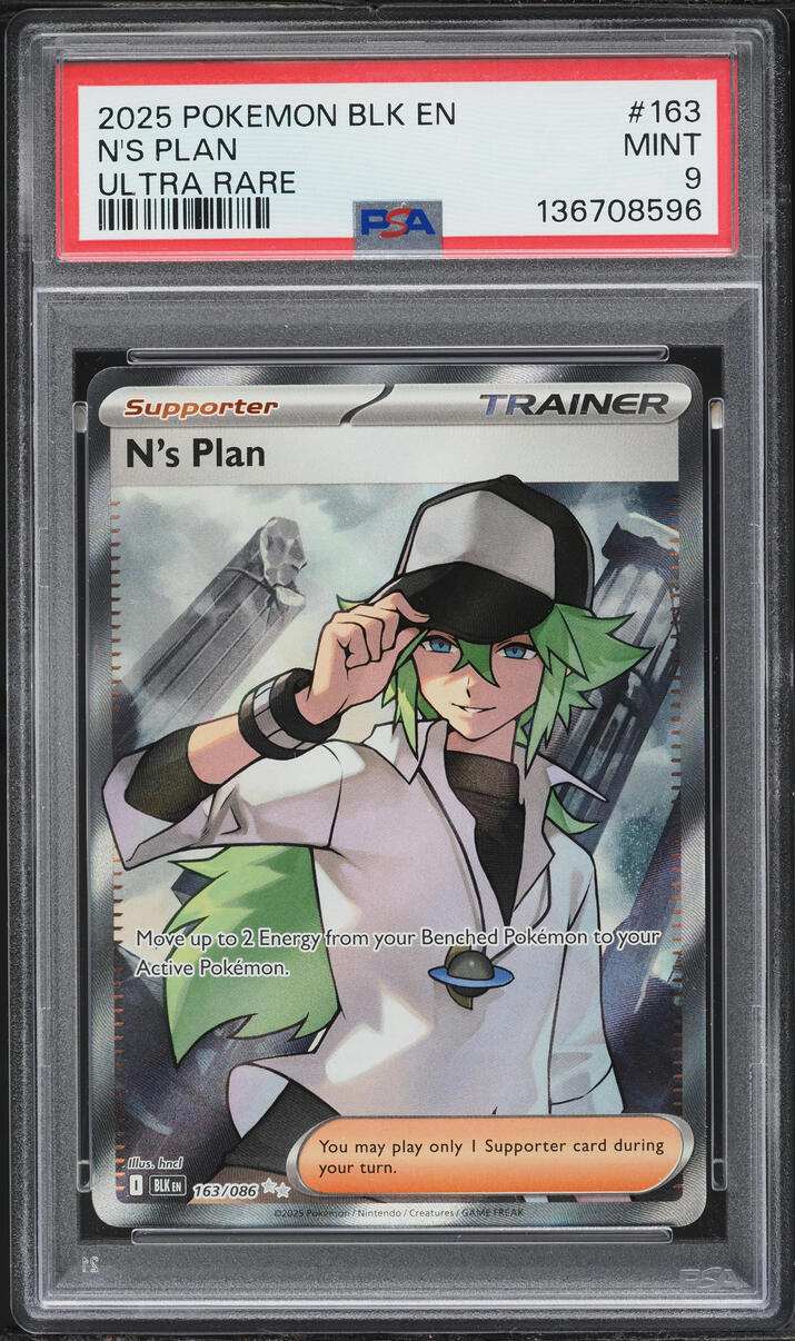 2025 Pokemon Scarlet & Violet Black Bolt Full Art N's Plan #163 PSA 9 MINT