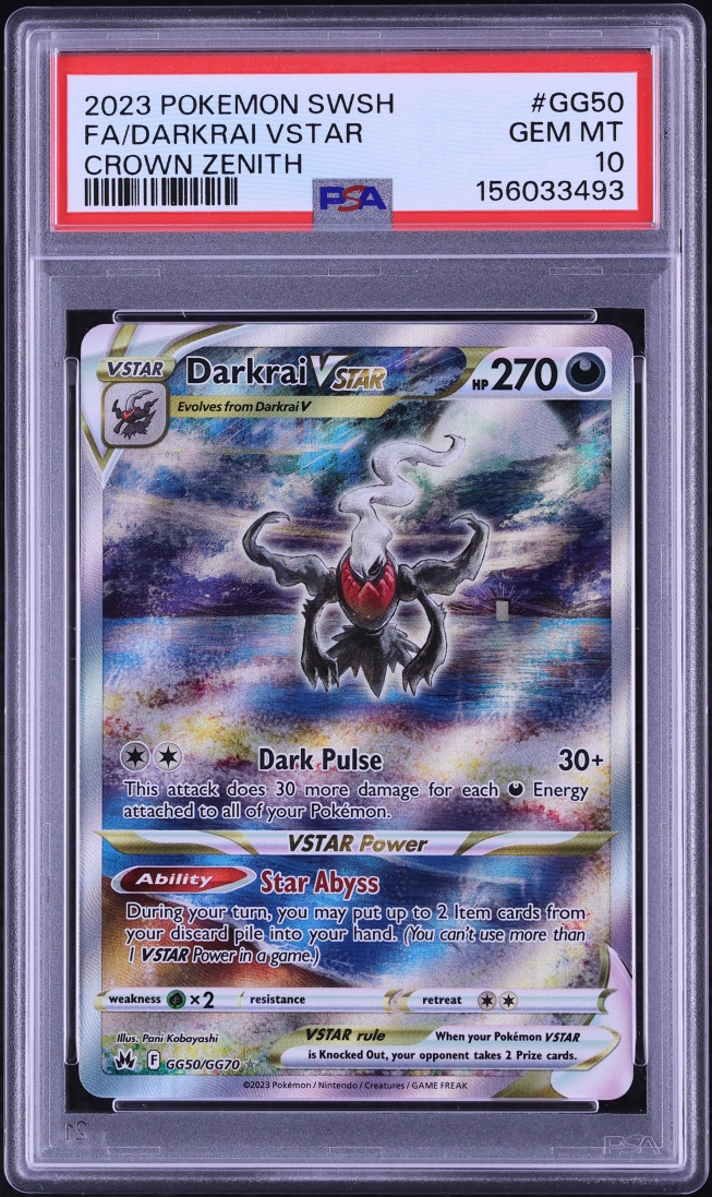 2023 Pokemon Sword & Shield Crown Zenith Full Art Darkrai VSTAR #GG50 PSA 10 GEM MINT