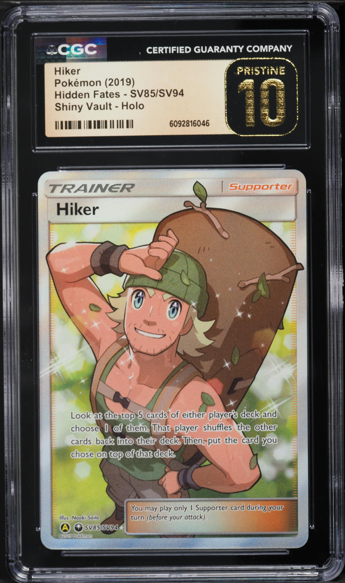 2019 Pokemon Sun & Moon Hidden Fates Shiny Vault Full Art Hiker #SV85 CGC 10 PRISTINE