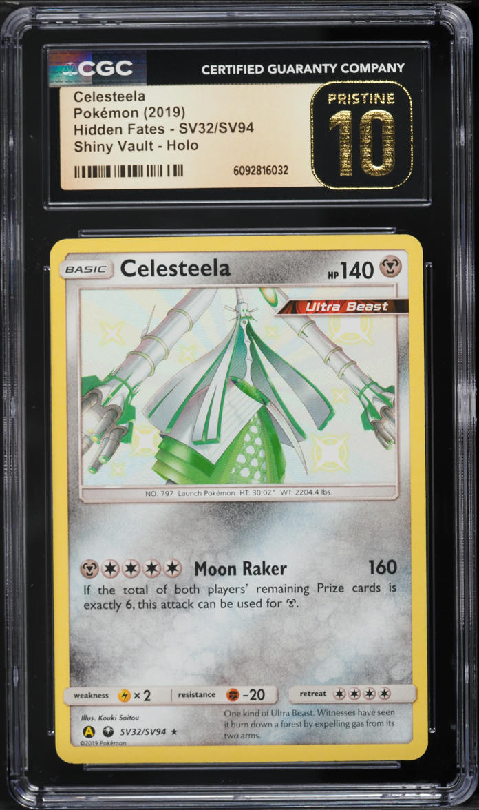 2019 Pokemon Sun & Moon Hidden Fates Vault Shiny Holo Celesteela #SV32 CGC 10 PRISTINE