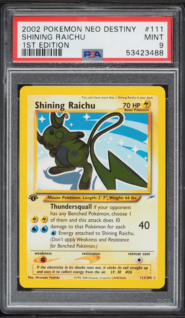 2002 Pokemon Neo Destiny 1st Edition Holo Shining Raichu #111 PSA 9 MINT