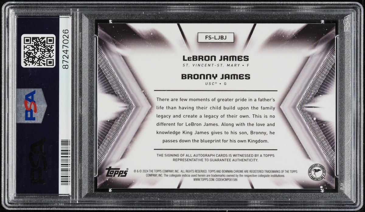 2023 Bowman U Chrome Superfractor LeBron Bronny James ROOKIE AUTO 1/1 PSA 10 GEM