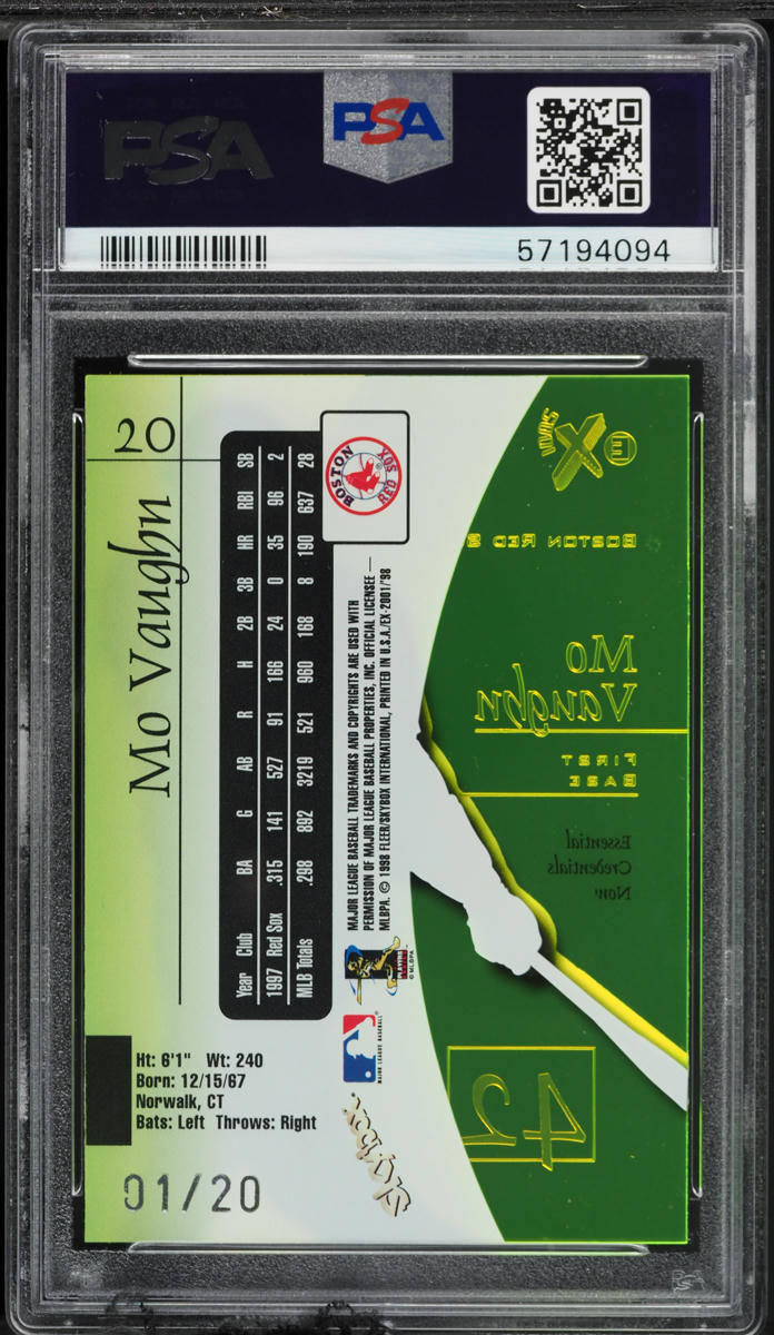 1998 Skybox E-X2001 Essential Credentials Now Mo Vaughn 1/20 #20