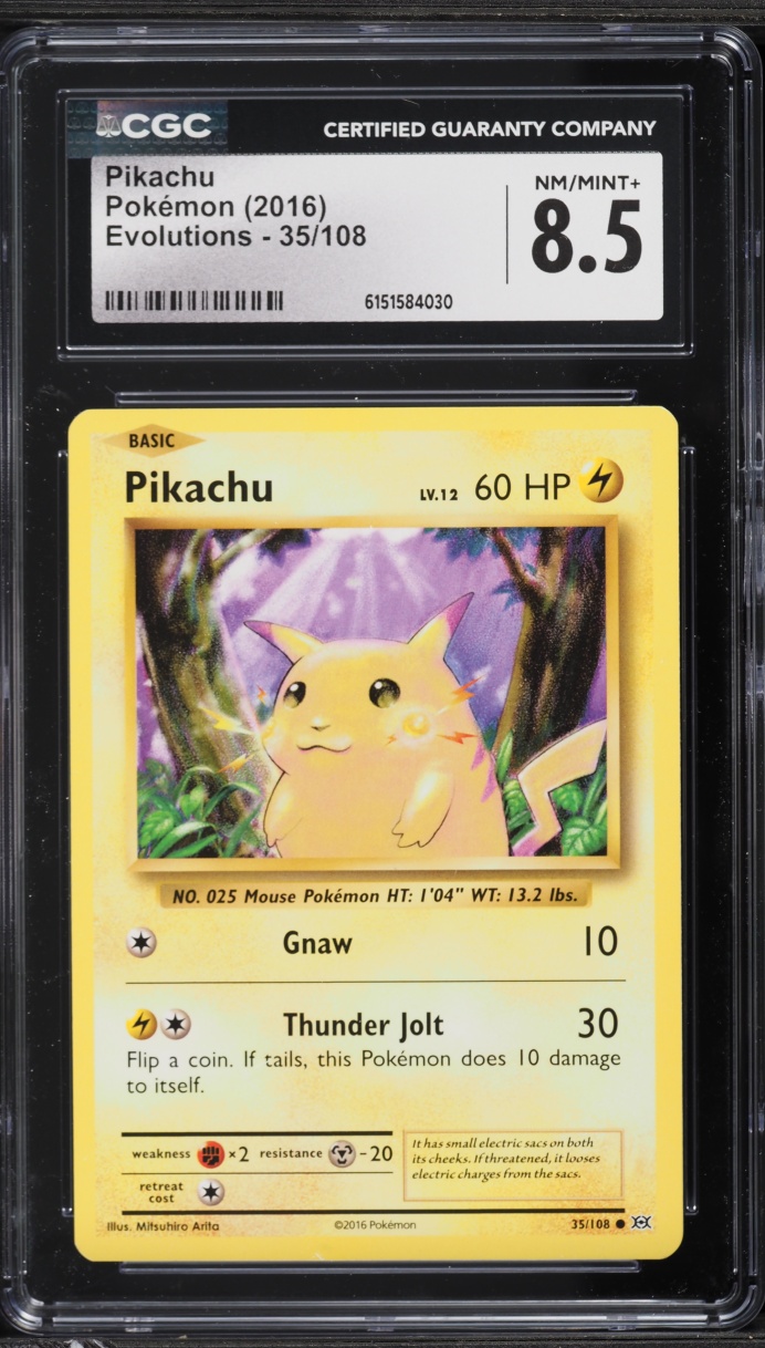 2016 Pokemon XY Evolutions Pikachu #35 CGC 8.5 NM-MT+