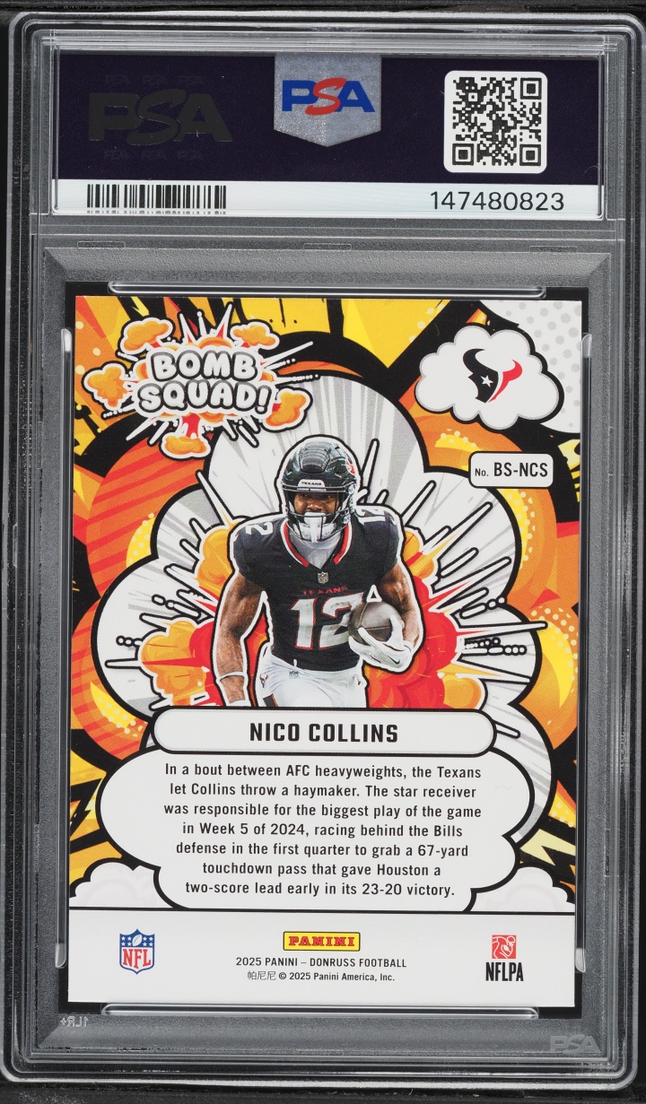 2025 Donruss Bomb Squad Nico Collins #BS-NCS PSA 10 GEM MINT