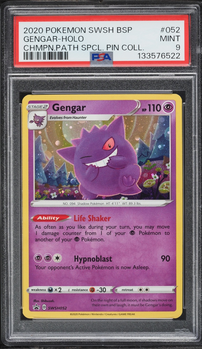 2020 Pokemon Sword & Shield Promo Pin Collection Holo Gengar #52 PSA 9 MINT
