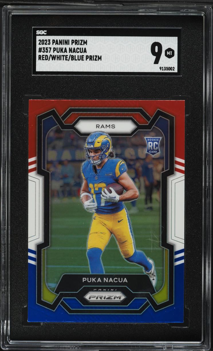 2023 Panini Prizm Red White Blue Puka Nacua ROOKIE #357 SGC 9 MINT