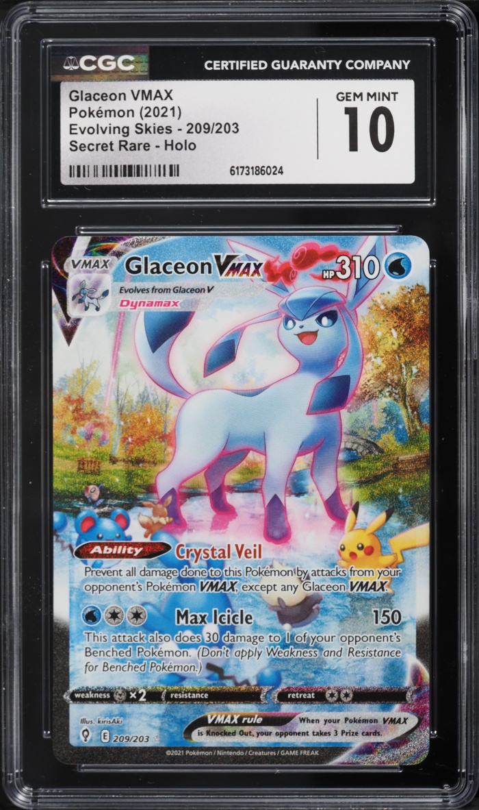 2021 Pokemon Sword & Shield Evolving Skies SEC Glaceon VMAX #209 CGC 10 GEM MINT