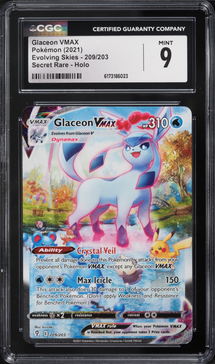 2021 Pokemon Sword & Shield Evolving Skies SEC Glaceon VMAX #209 CGC 9 MINT