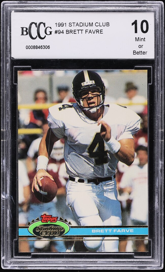 1991 Stadium Club Football Brett Favre ROOKIE #94 BCCG 10