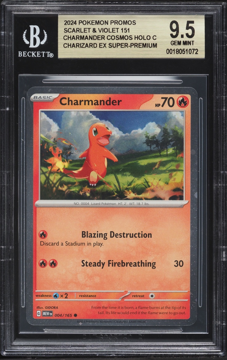 2024 Pokemon SV 151 Promo Charizard ex Super Premium Cosmos Holo Charmander #4 BGS 9.5 GEM MINT
