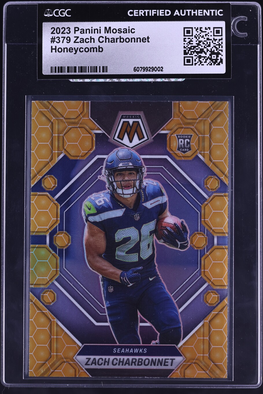 2023 Panini Mosaic Honeycomb Zach Charbonnet ROOKIE #379 CGC AUTH