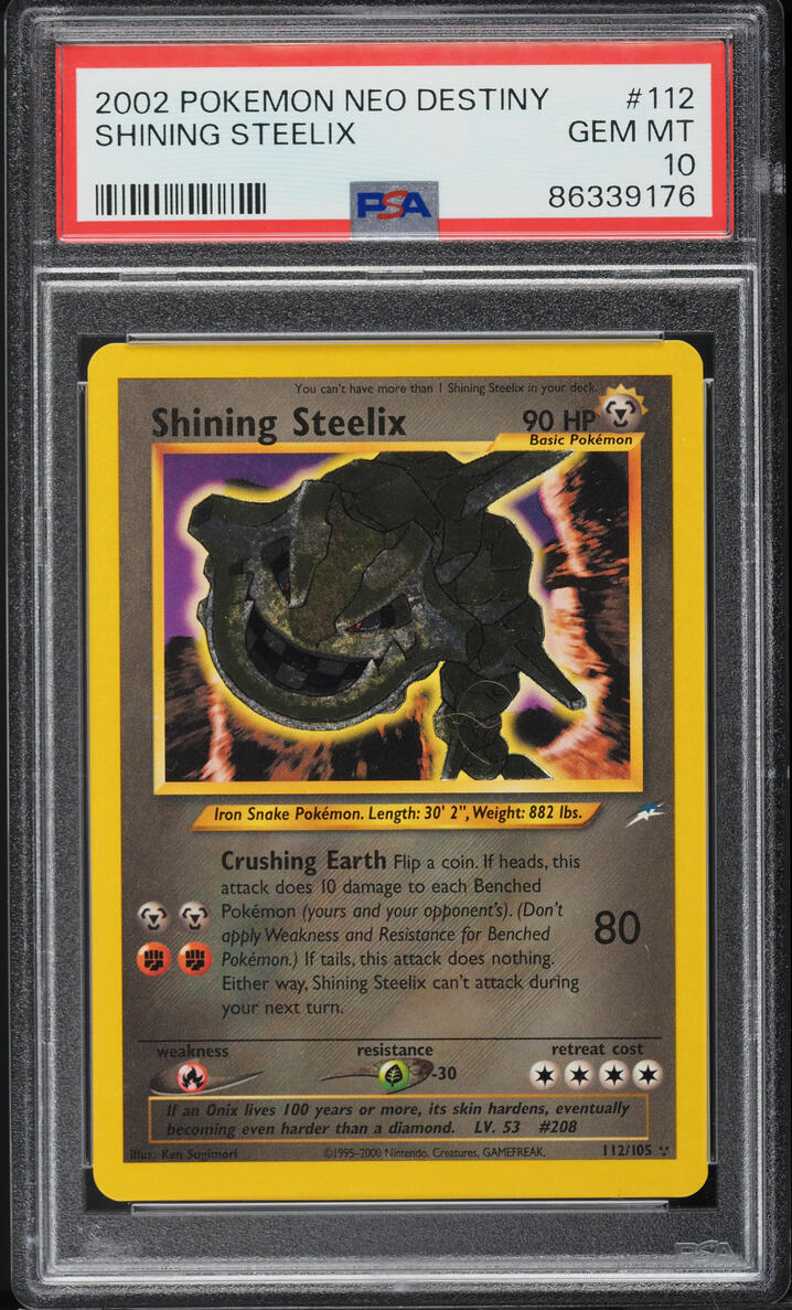 2002 Pokemon Neo Destiny Shining Steelix #112 PSA 10 GEM MINT