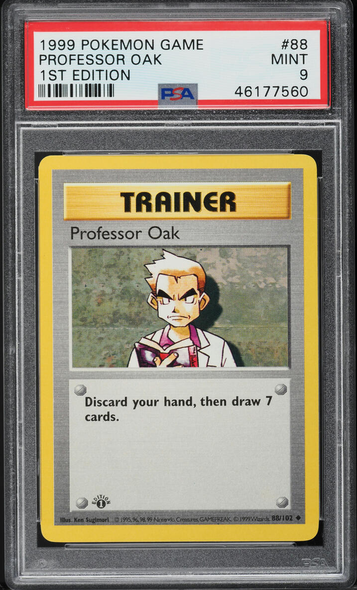 1999 Pokemon Base Set Shadowless 1st Edition Professor Oak #88 PSA 9 MINT