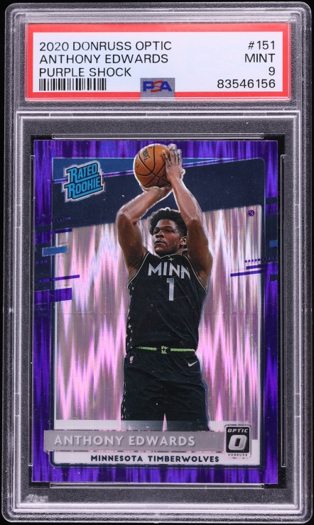 2020 #151 Donruss Optic Purple Shock Anthony Edwards Rookie Mint PSA 9