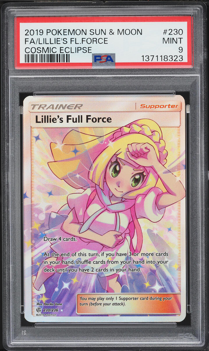 2019 Pokemon Sun & Moon Cosmic Eclipse Full Art Lillie's Full Force #230 PSA 9 MINT