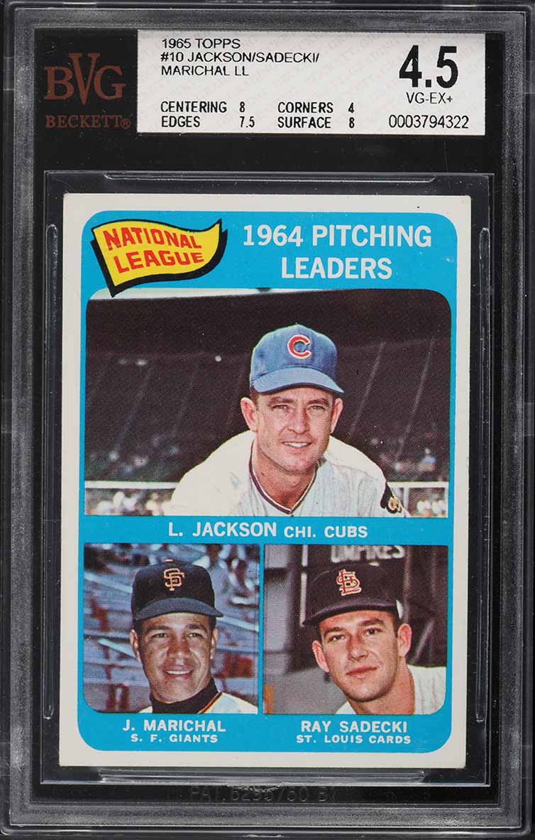 1965 Topps Jackson Juan Marichal Ray Sadecki NL PITCHING LDRS #10 BVG 4.5 VGEX+