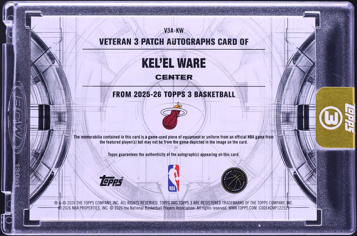 2025 Topps Three Veteran Kel'El Ware PATCH AUTO /49 #V3A-KW