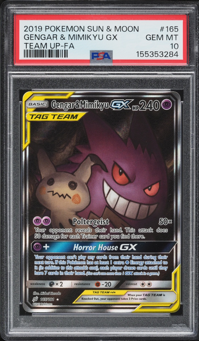 2019 Pokemon Sun & Moon Team Up Alt Art Gengar & Mimikyu GX #165 PSA 10 GEM MINT
