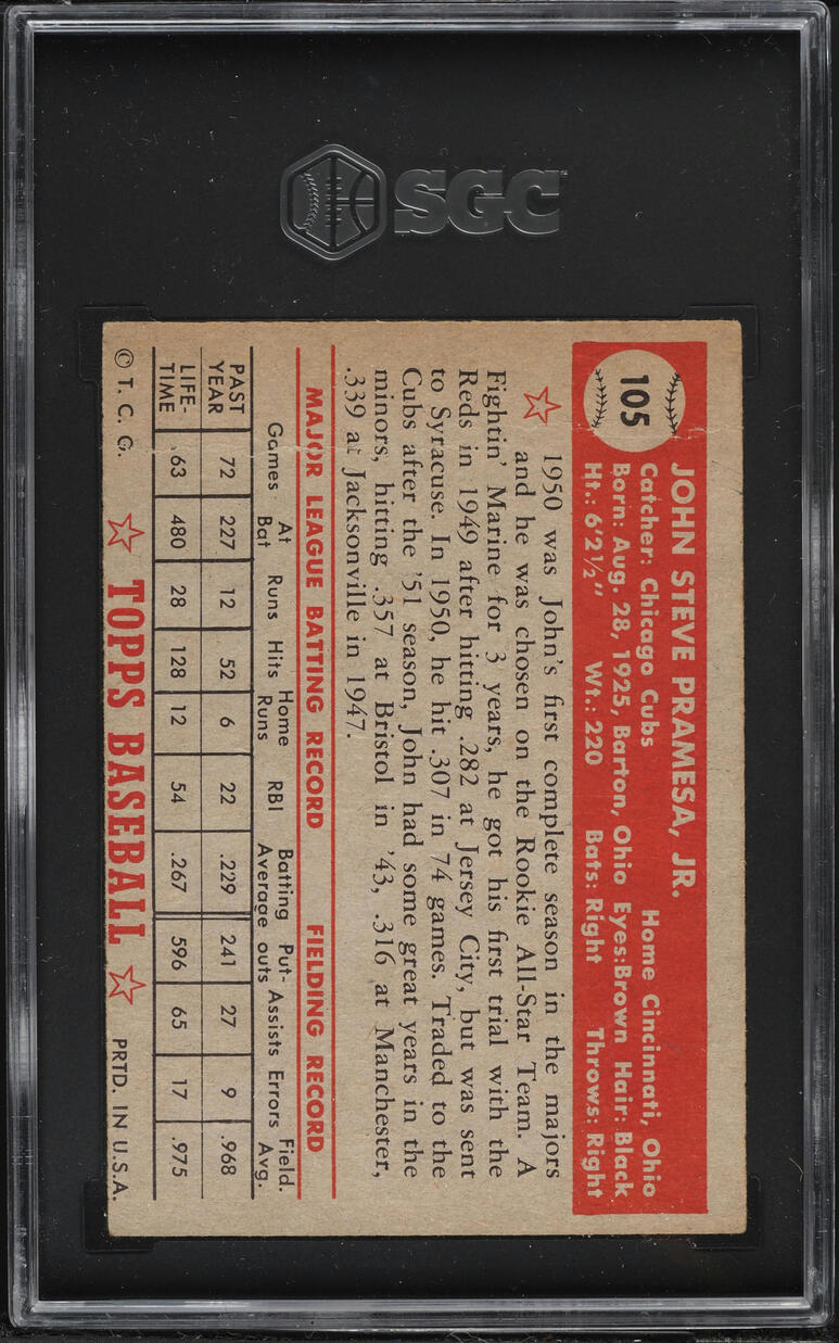 1952 Topps John Pramesa #105 SGC 1.5 FR