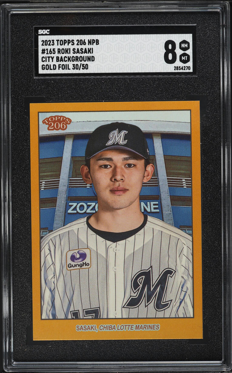 2023 Topps 206 NPB City Background Gold Foil Roki Sasaki /50 #165 SGC 8 NM-MT
