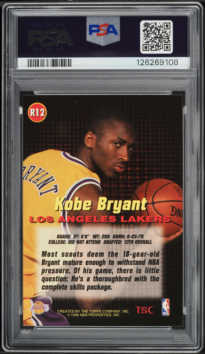 1996 Stadium Club Kobe Bryant ROOKIE #R12 PSA 7 NRMT