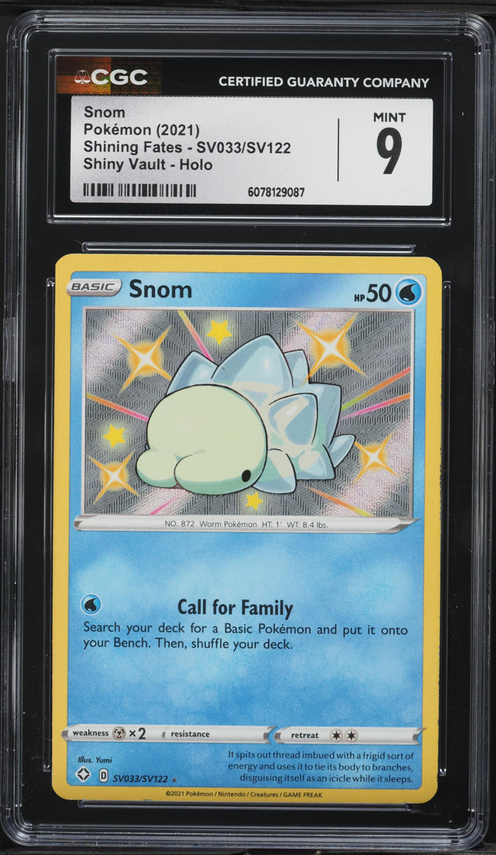 2021 Pokemon Sword & Shield Shining Fates Shiny Vault Holo Snom #SV033 CGC 9 MINT