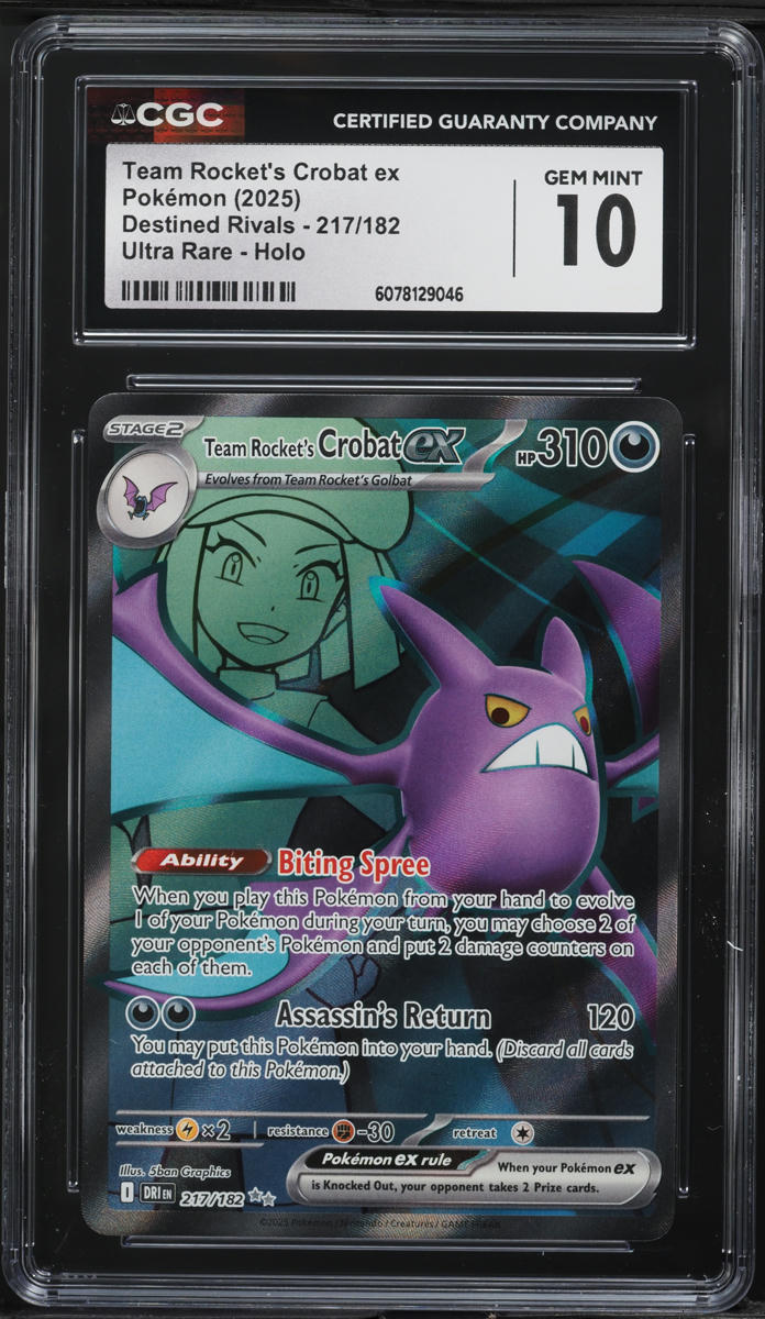 2025 Pokemon SV Destined Rivals Full Art Team Rocket's Crobat ex #217 CGC 10 GEM