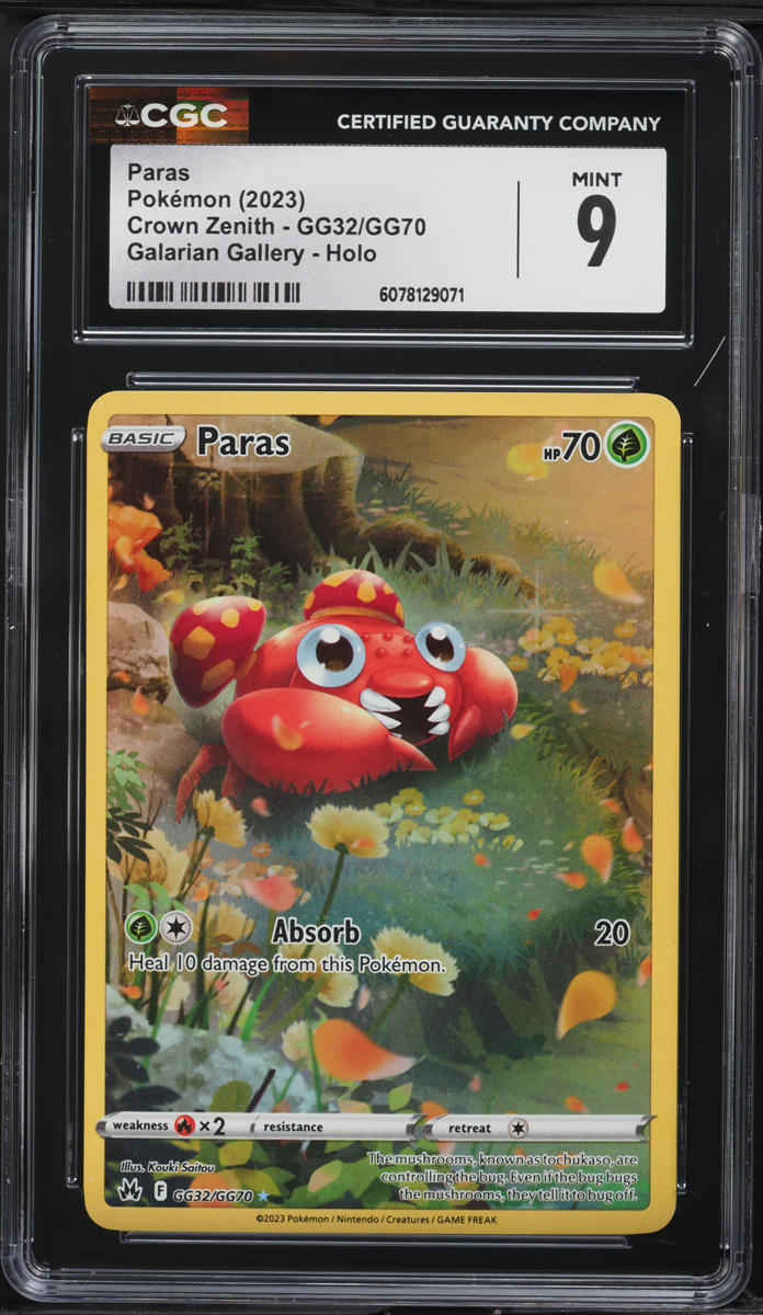 2023 Pokemon Sword & Shield Crown Zenith Full Art Paras #GG32 CGC 9 MINT