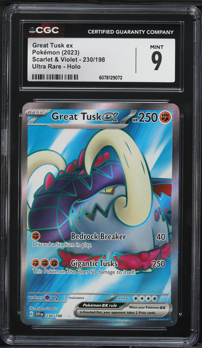 2023 Pokemon Scarlet & Violet Full Art Great Tusk ex #230 CGC 9 MINT