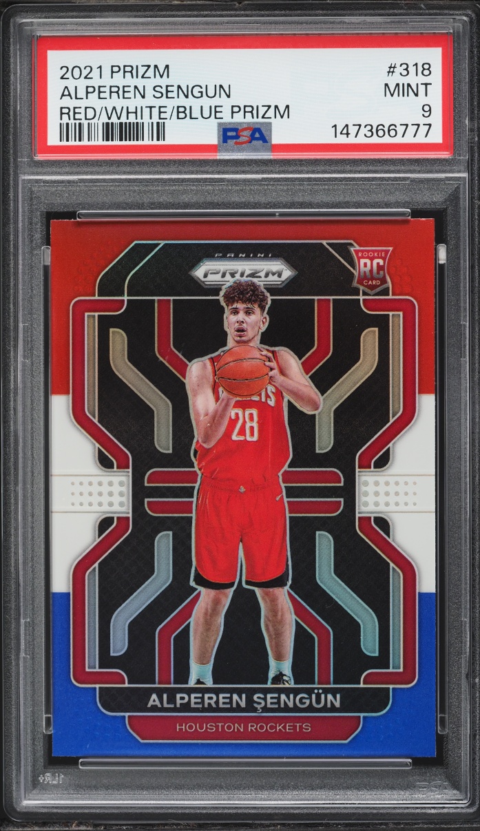 2021 Panini Prizm Red White Blue Alperen Sengun ROOKIE #318 PSA 9 MINT