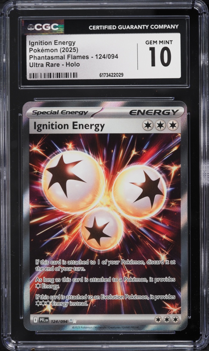 2025 Pokemon Mega Evolution Phantasmal Flames Full Art Ignition Energy #124 CGC 10 Gem Mint