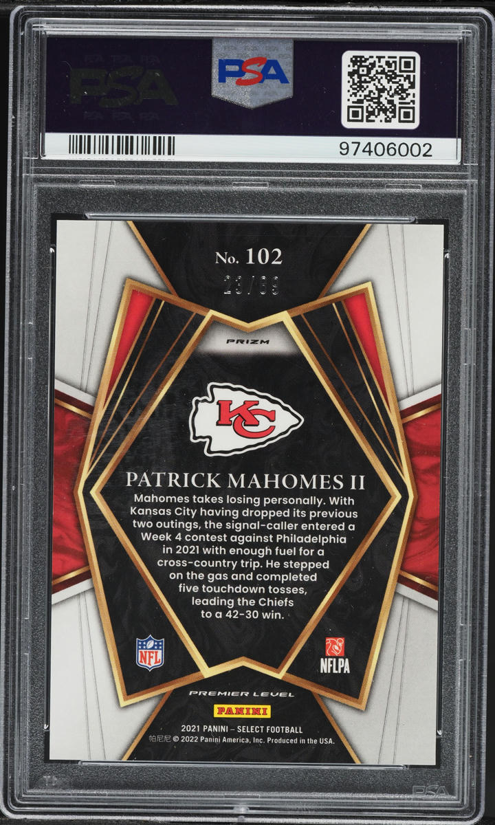 2021 Select Premier Level Dragon Scale Patrick Mahomes II /89 #102 PSA 10