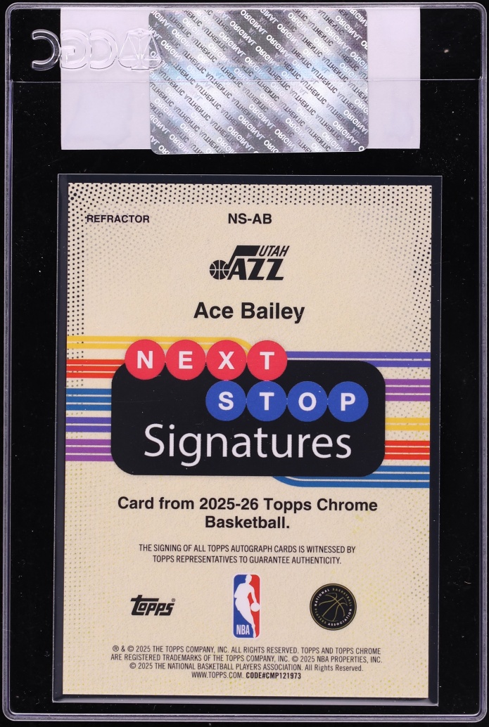 2025 Topps Chrome Next Stop Signatures Refractor Ace Bailey ROOKIE AUTO #NS-AB CGC AUTH