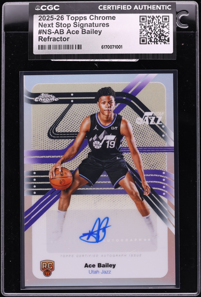 2025 Topps Chrome Next Stop Signatures Refractor Ace Bailey ROOKIE AUTO #NS-AB CGC AUTH