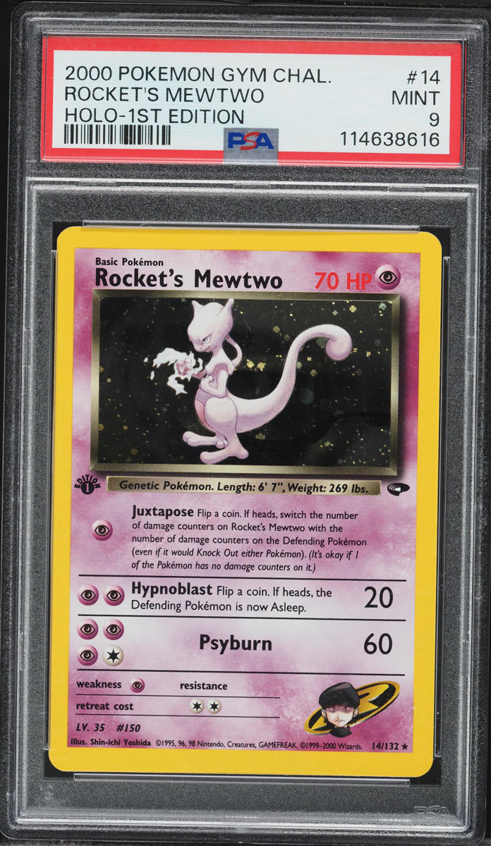 2000 Pokemon Gym Challenge 1st Edition Holo Rocket's Mewtwo #14 PSA 9 MINT