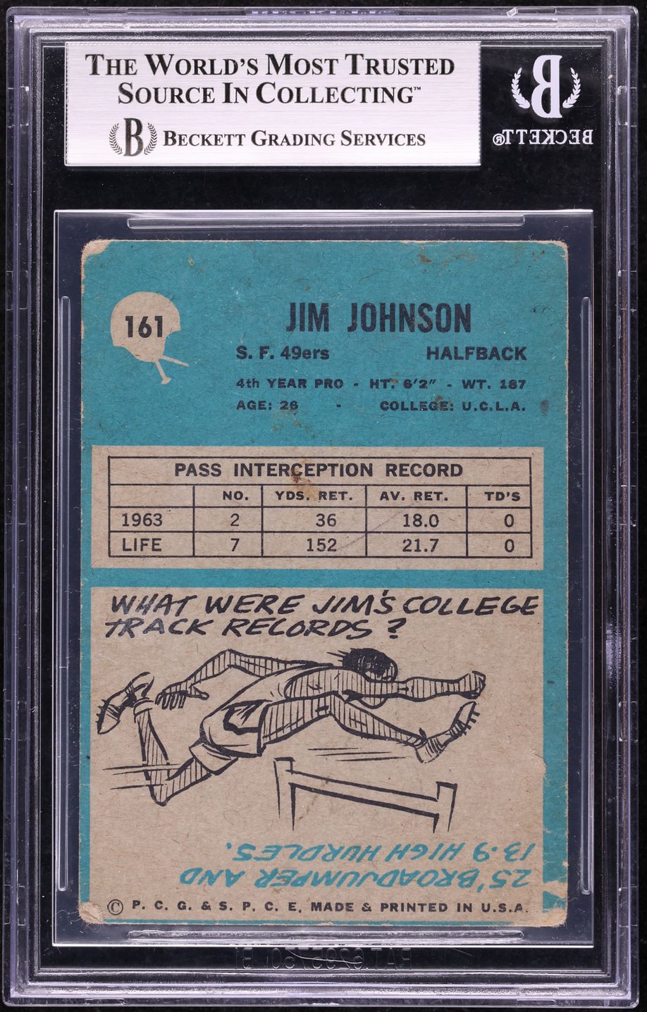1964 Philadelphia Jim Johnson ROOKIE #161 BGS 1.5 FR