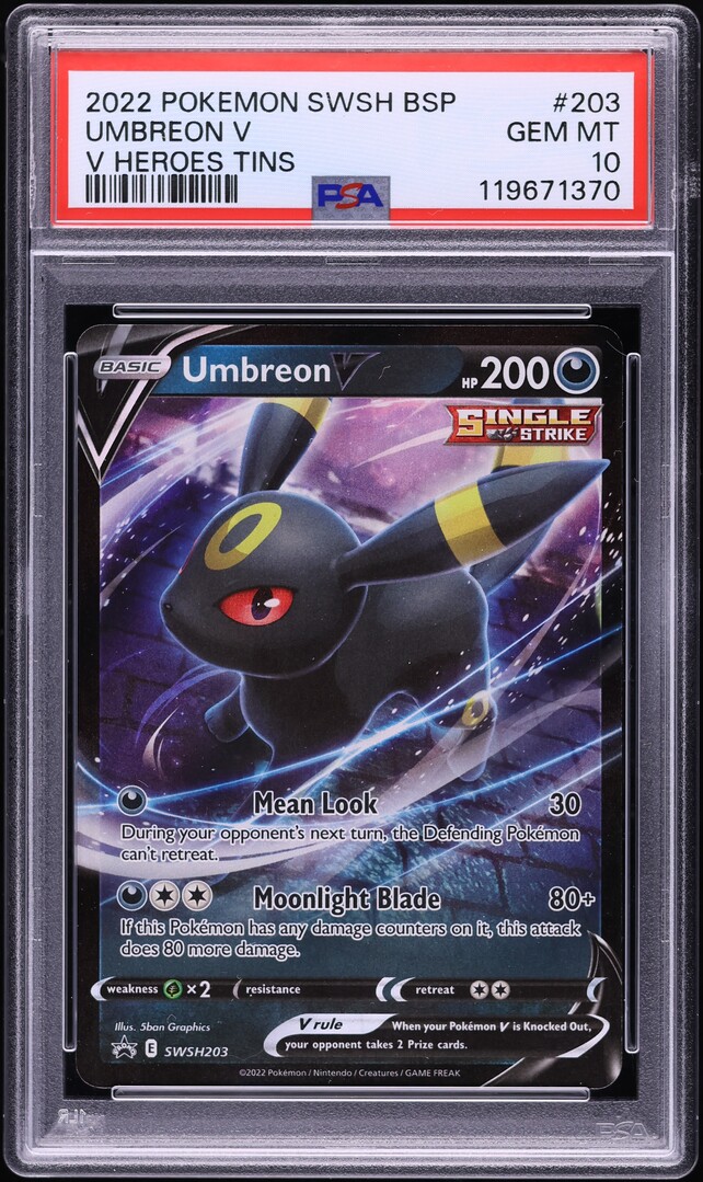 2022 Pokemon SWSH Black Star Promo V Heroes Tins Umbreon V #203 PSA 10 GEM MINT