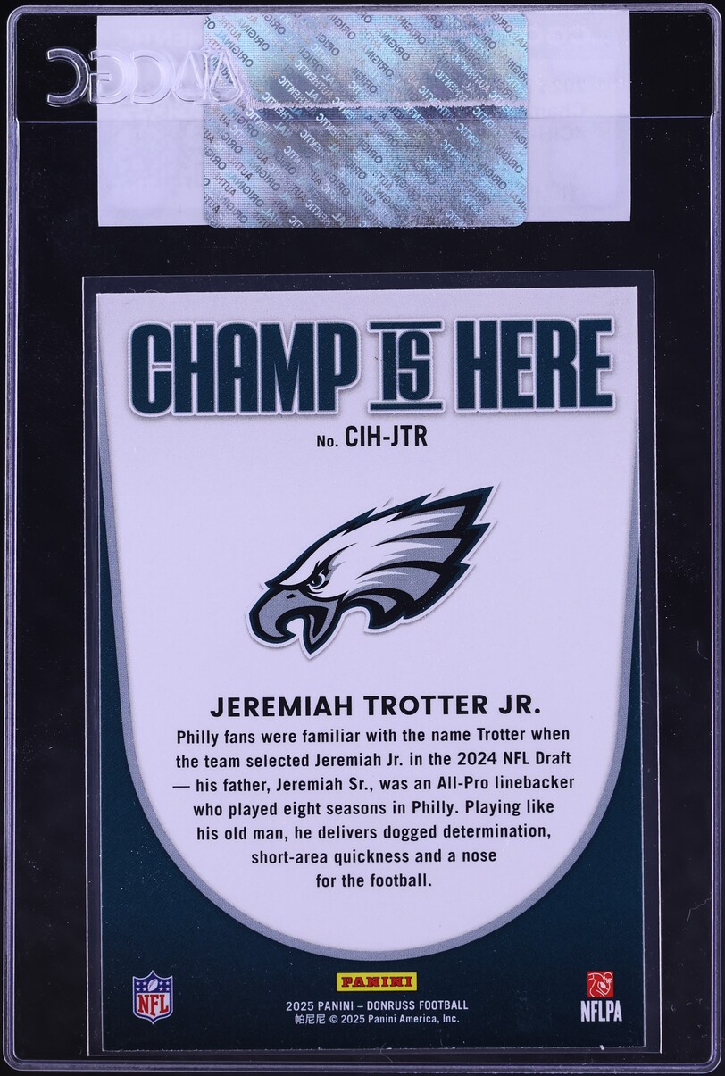 2025 Donruss Champ Is Here Jeremiah Trotter Jr. #CIH-JTR CGC AUTH