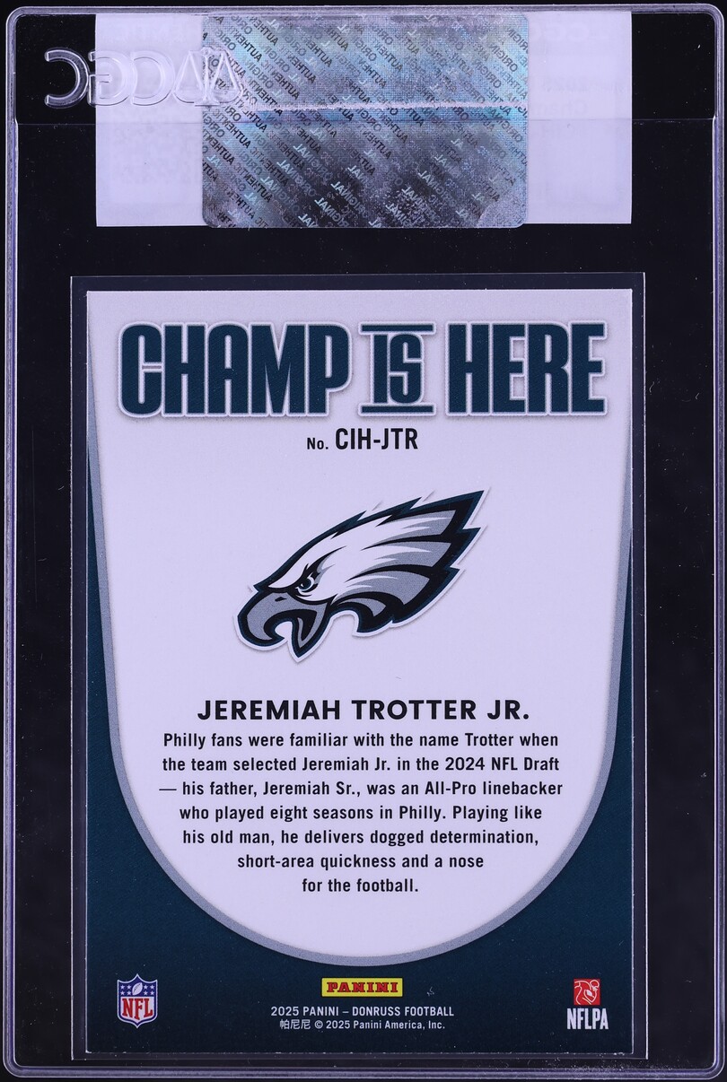 2025 Donruss Champ Is Here Jeremiah Trotter Jr. #CIH-JTR CGC AUTH