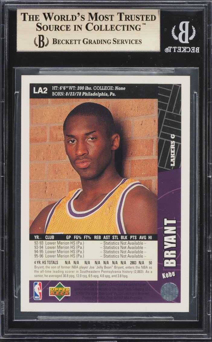 1996 Collector's Choice LA Lakers Team Set Kobe Bryant ROOKIE #LA2 BGS 9.5 GEM MINT