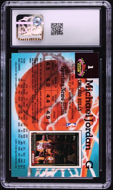 1992 Stadium Club Basketball Michael Jordan #1 CGC 8.5 NM-MT+