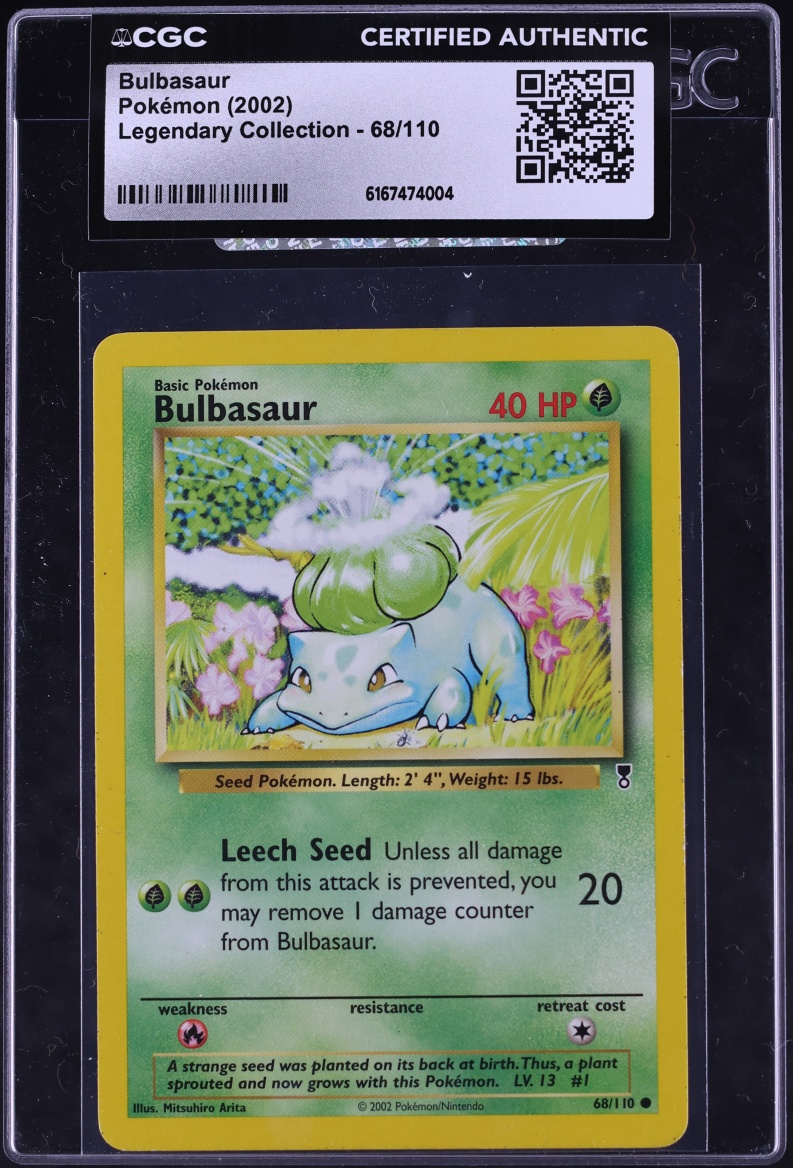 2002 Pokemon Legendary Collection Bulbasaur #68 CGC AUTH
