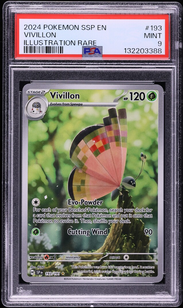 2024 Pokemon Scarlet & Violet Surging Sparks IR Vivillon #193 PSA 9 MINT