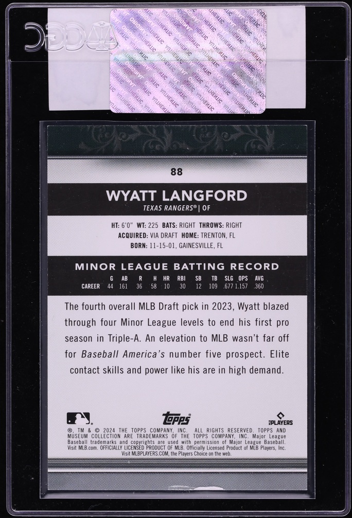 2024 Topps Museum Collection Copper Wyatt Langford ROOKIE #88 CGC AUTH
